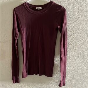 LAmade Red Ribbed Fitted Long Sleeve Top